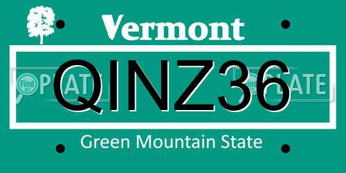 QINZ36 Vermont License Plate