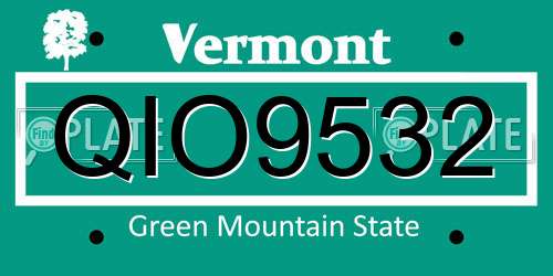 QIO9532 Vermont License Plate