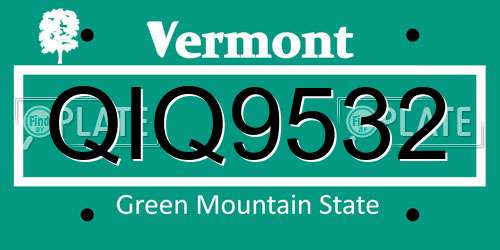 QIQ9532 Vermont License Plate