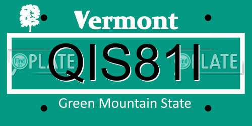 QIS81I Vermont License Plate
