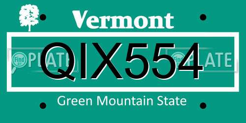 QIX554 Vermont License Plate