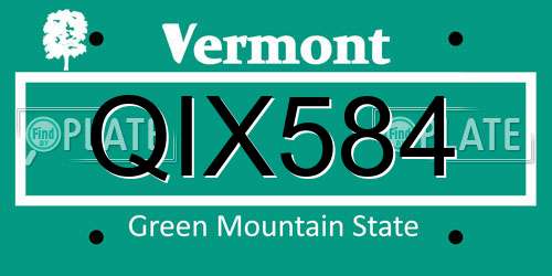 QIX584 Vermont License Plate