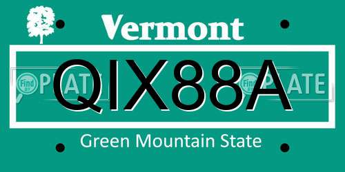 QIX88A Vermont License Plate