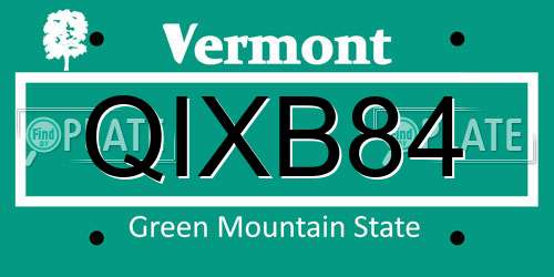 QIXB84 Vermont License Plate