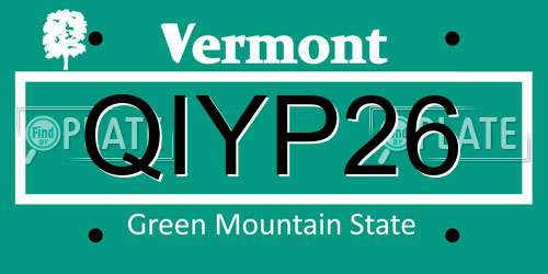 QIYP26 Vermont License Plate