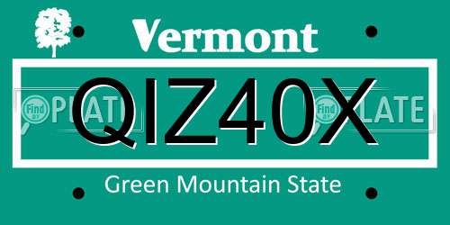 QIZ40X Vermont License Plate
