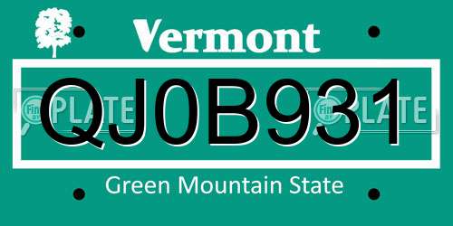 QJ0B931 Vermont License Plate