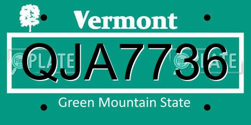 QJA7736 Vermont License Plate