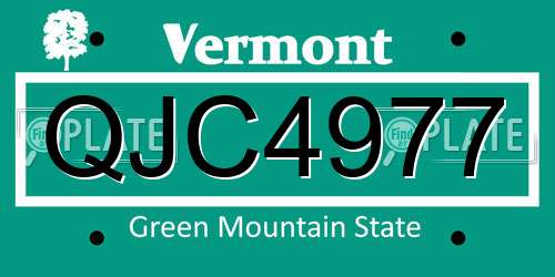 QJC4977 Vermont License Plate