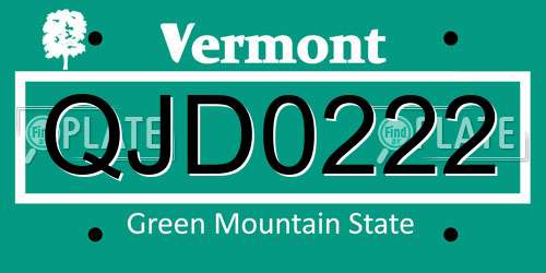 QJD0222 Vermont License Plate