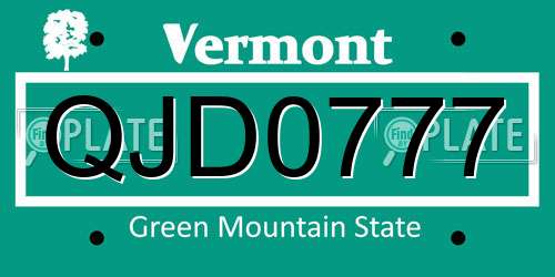 QJD0777 Vermont License Plate