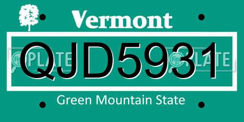 QJD5931 Vermont License Plate