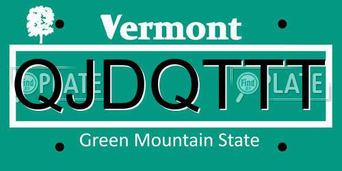 QJDQTTT Vermont License Plate