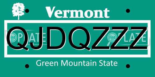 QJDQZZZ Vermont License Plate