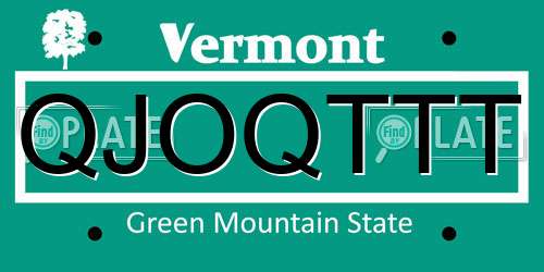 QJOQTTT Vermont License Plate