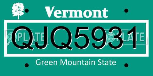QJQ5931 Vermont License Plate