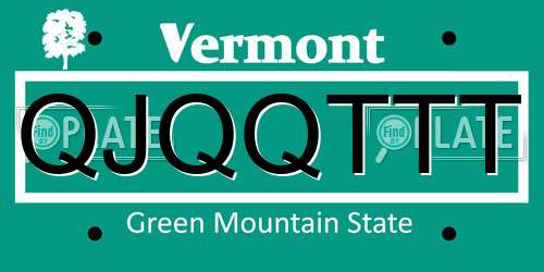 QJQQTTT Vermont License Plate