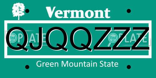 QJQQZZZ Vermont License Plate