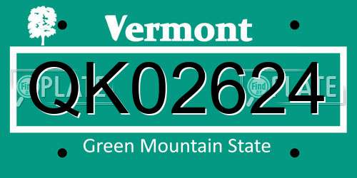 QK02624 Vermont License Plate
