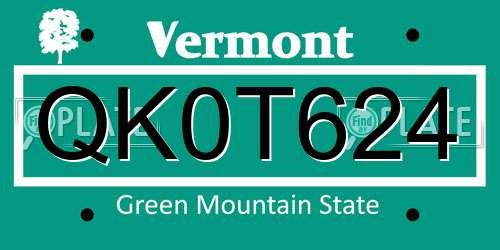QK0T624 Vermont License Plate
