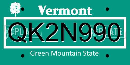 QK2N990 Vermont License Plate