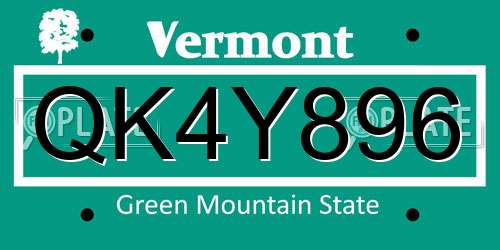 QK4Y896 Vermont License Plate