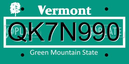 QK7N990 Vermont License Plate