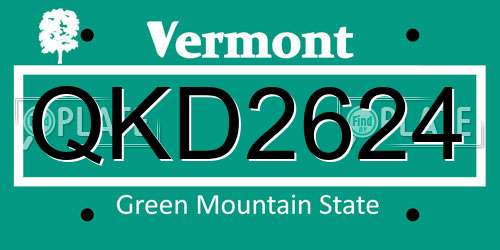 QKD2624 Vermont License Plate