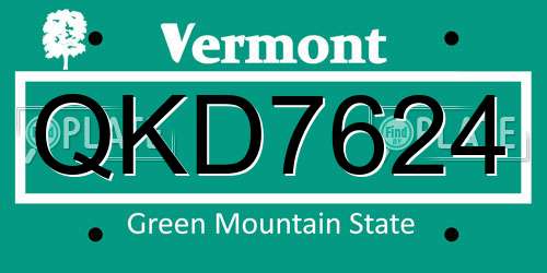 QKD7624 Vermont License Plate