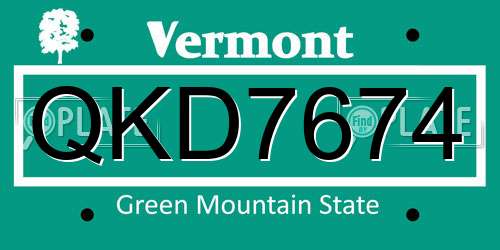 QKD7674 Vermont License Plate