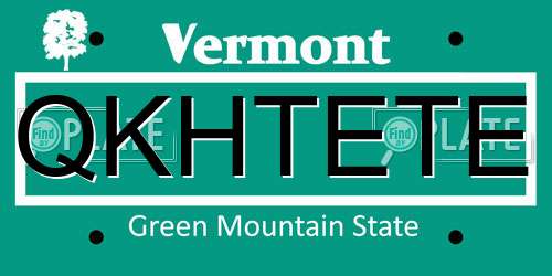 QKHTETE Vermont License Plate