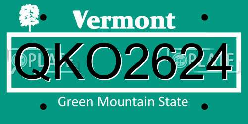 QKO2624 Vermont License Plate