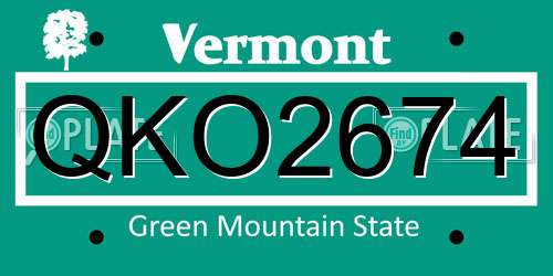 QKO2674 Vermont License Plate