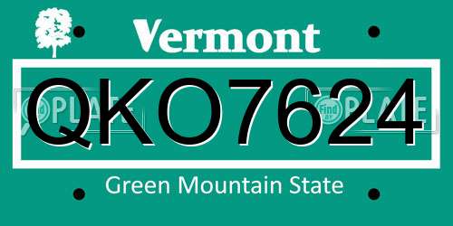 QKO7624 Vermont License Plate