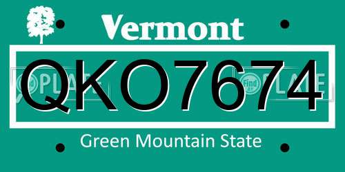 QKO7674 Vermont License Plate