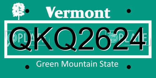 QKQ2624 Vermont License Plate