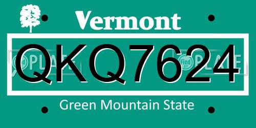 QKQ7624 Vermont License Plate