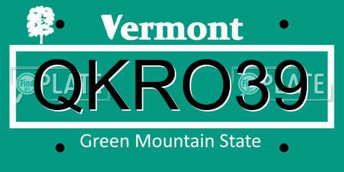QKRO39 Vermont License Plate