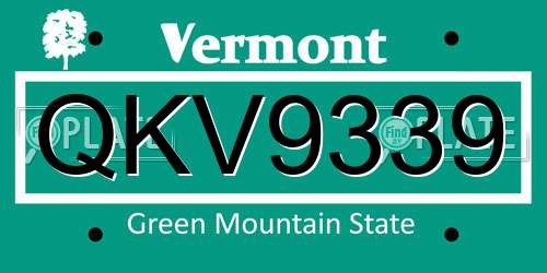 QKV9339 Vermont License Plate
