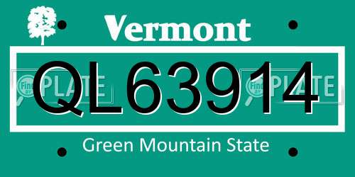QL63914 Vermont License Plate