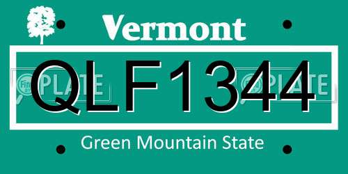 QLF1344 Vermont License Plate