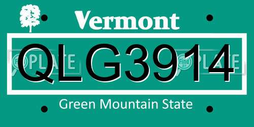 QLG3914 Vermont License Plate
