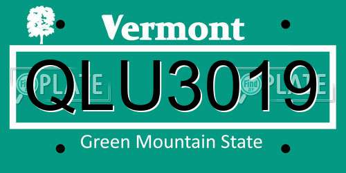 QLU3019 Vermont License Plate