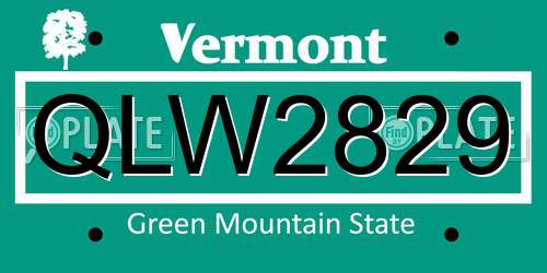 QLW2829 Vermont License Plate