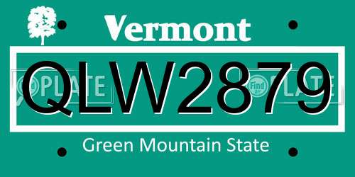 QLW2879 Vermont License Plate