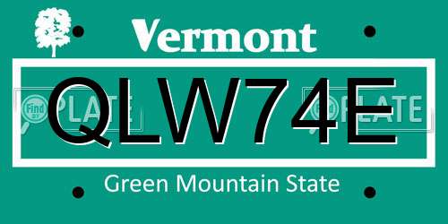 QLW74E Vermont License Plate