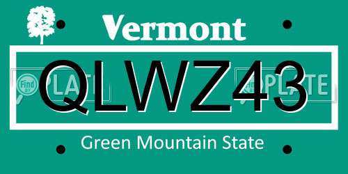 QLWZ43 Vermont License Plate
