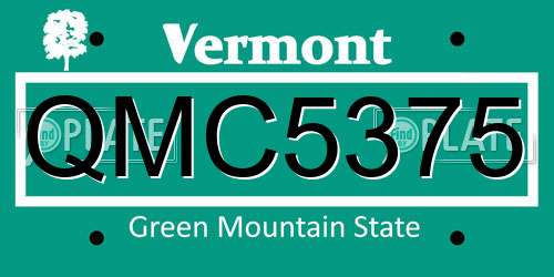QMC5375 Vermont License Plate