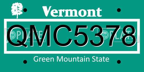 QMC5378 Vermont License Plate