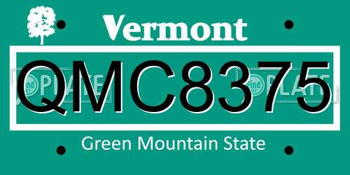QMC8375 Vermont License Plate